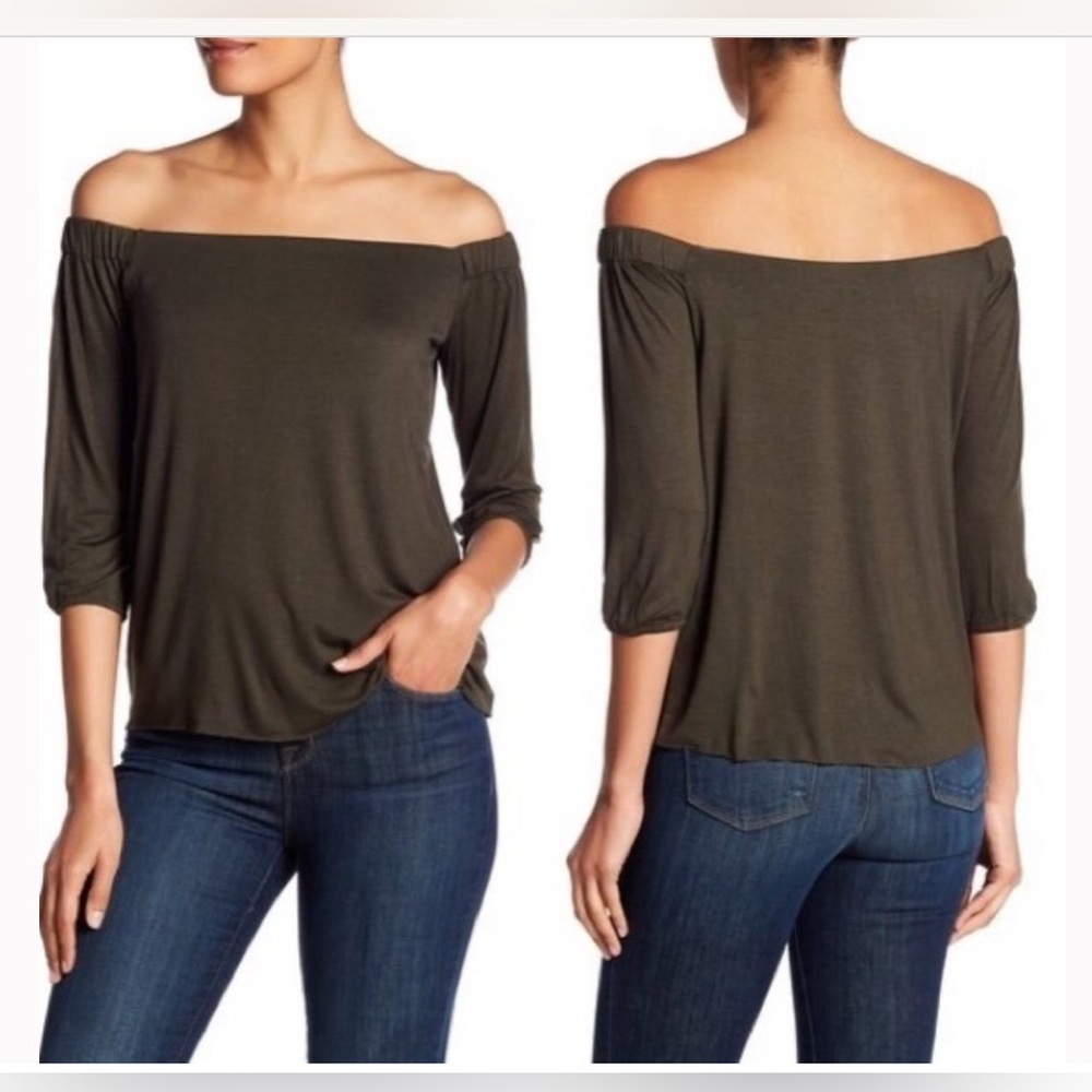 Bailey 44 off shoulder shirt, army dark green, size S